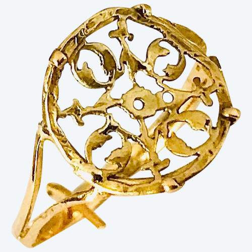 Bague en or 18carats roue de montre à coq XVIIIème