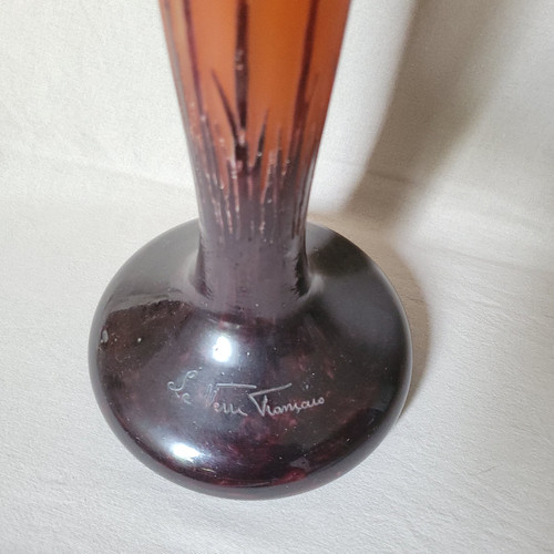Grand vase Schneider "modèle Cardamines "  Signé Le Verre Français"   vers 1925, hauteur 59,5 cm  