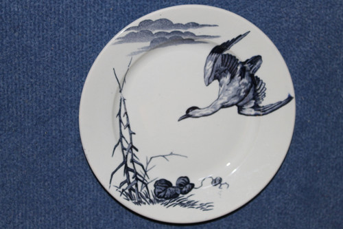8 Lunéville earthenware plates, large birds, Keller and Guérin period, Japanese style, 19th century