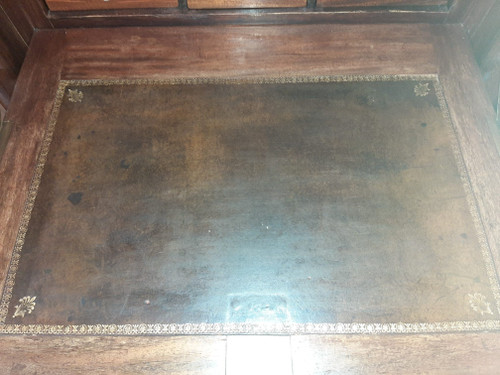 Empire Period Secretary, Mahogany and Gilt Bronze, Veined Marble Top, 19th Century