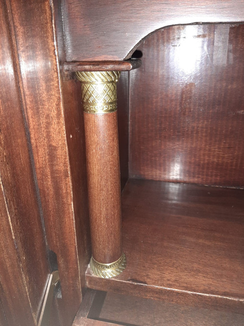 Empire Period Secretary, Mahogany and Gilt Bronze, Veined Marble Top, 19th Century