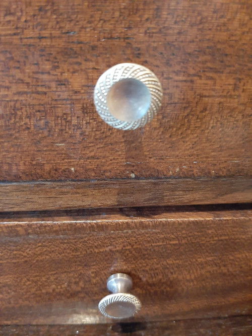 Empire Period Secretary, Mahogany and Gilt Bronze, Veined Marble Top, 19th Century
