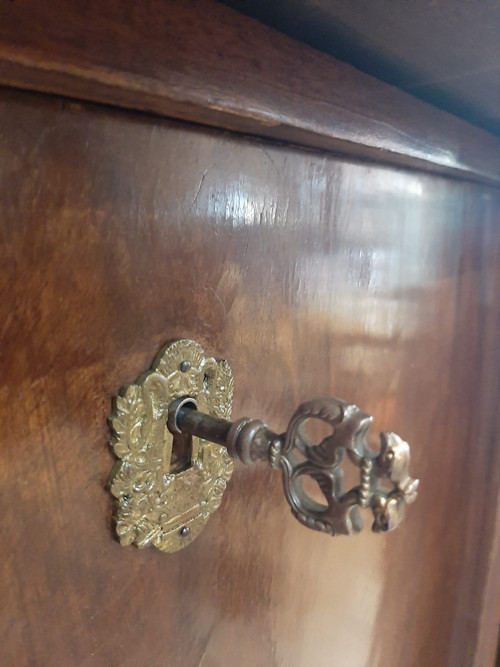 Empire Period Secretary, Mahogany and Gilt Bronze, Veined Marble Top, 19th Century