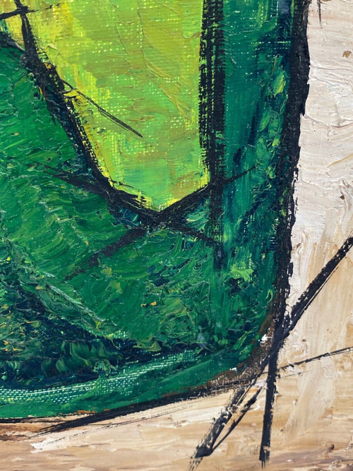 Öl auf Tafelkomposition, signiert Lione S. Bouteille 1960