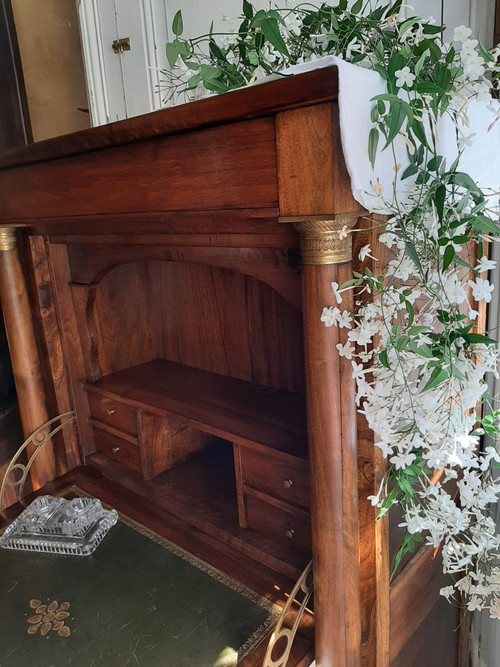 Secretaire con Colonne in Noce Epoca Impero - inizi del XIX secolo