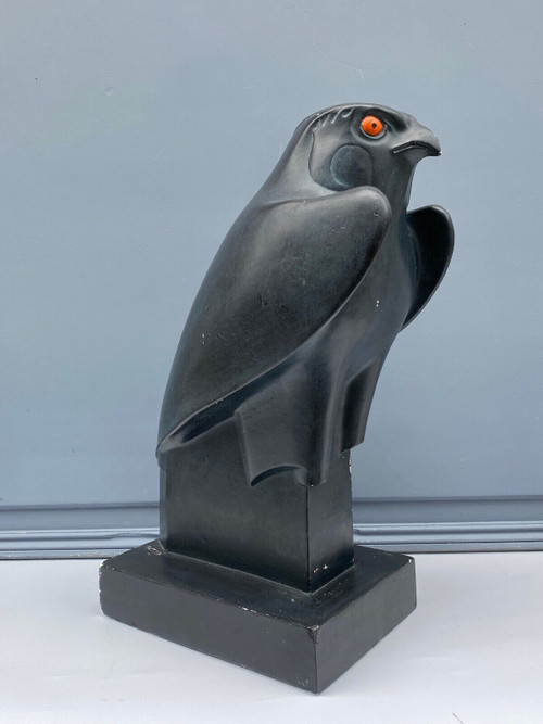 Gipsabdruck 1950 Geometrischer Horusfalke mit schwarzer Patina