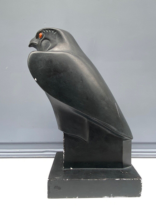 Gipsabdruck 1950 Geometrischer Horusfalke mit schwarzer Patina