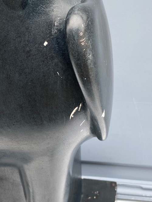 Gipsabdruck 1950 Geometrischer Horusfalke mit schwarzer Patina
