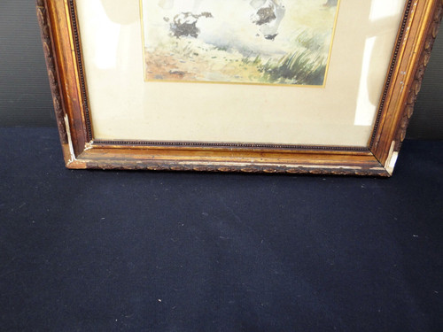 Watercolor painting of a hussar from the war of 1870 by Charles Gare to be identified 1908