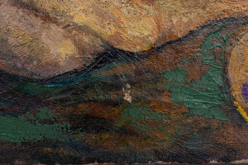 Oil on canvas signature to identify beach scene painter easel