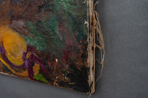 Oil on canvas signature to identify beach scene painter easel