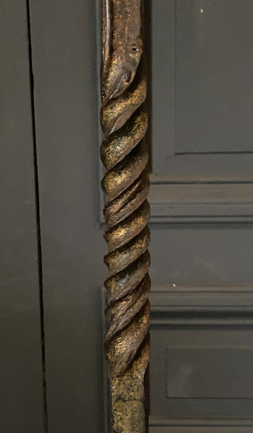 Brutalist floor lamp in gilded metal 1950 five lights