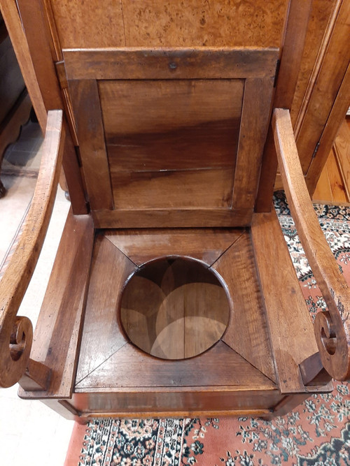Walnut Commode Chair - Late 19th Century
