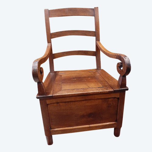 Walnut Commode Chair - Late 19th Century