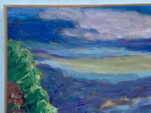 Huile sur toile David Arun signature à identifier paysage impressionniste