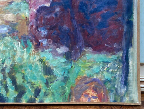 Huile sur toile David Arun signature à identifier paysage impressionniste