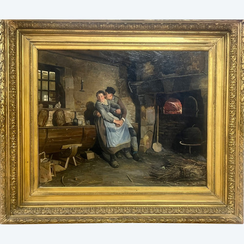 Gemälde Jean Louis RAME 1855-1927 Genreszene 1883 Normandie Ouezy Genreszene