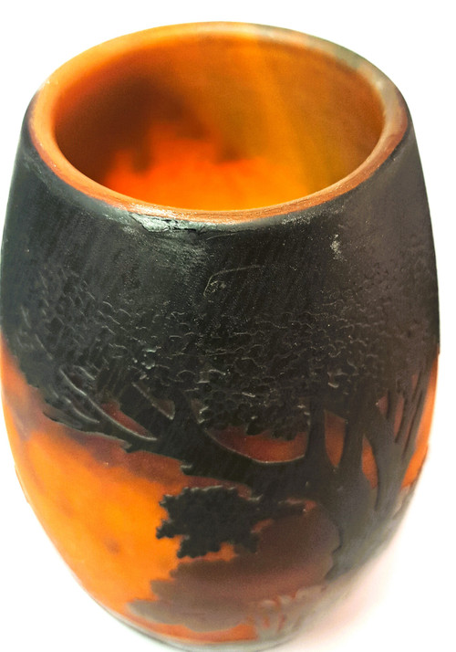 Bellissimo vaso Muller Frères Luneville firmato con decorazioni lacustri