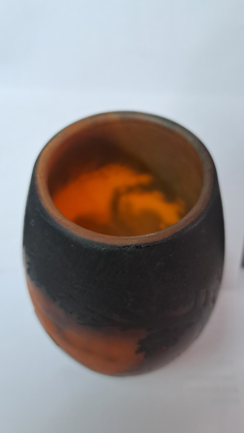 Bellissimo vaso Muller Frères Luneville firmato con decorazioni lacustri