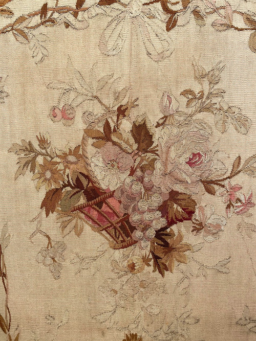 Kaminschirm aus vergoldetem Holz, mit einem Wandteppich belegt, Epoche Napoleon III.
