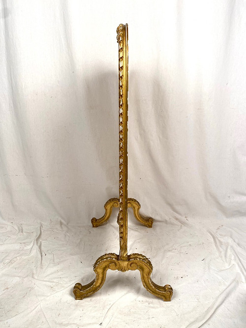 Kaminschirm aus vergoldetem Holz, mit einem Wandteppich belegt, Epoche Napoleon III.