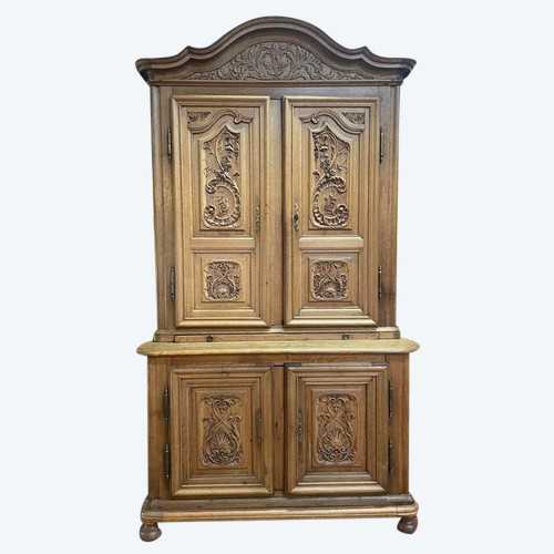 Zweiteiliges Renaissance-Sideboard aus geschnitzter Eiche