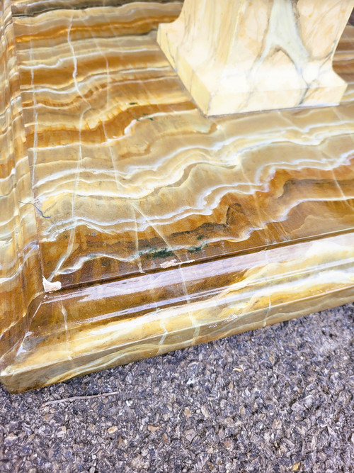 2 Gemalte Tische Oder Sofa-Endstücke Aus Kunstmarmor, 20. Jahrhundert