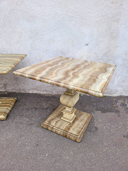 2 Gemalte Tische Oder Sofa-Endstücke Aus Kunstmarmor, 20. Jahrhundert