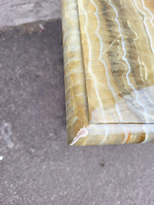 2 Gemalte Tische Oder Sofa-Endstücke Aus Kunstmarmor, 20. Jahrhundert