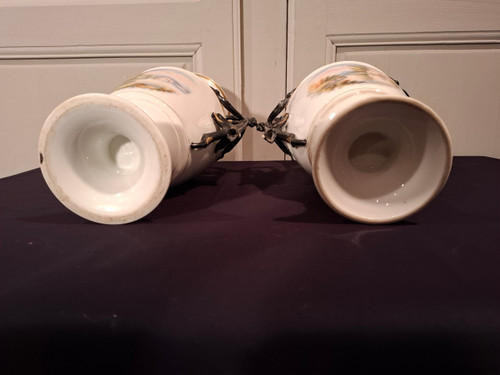 Pair of Paris porcelain baluster vases, Napoleon III period.