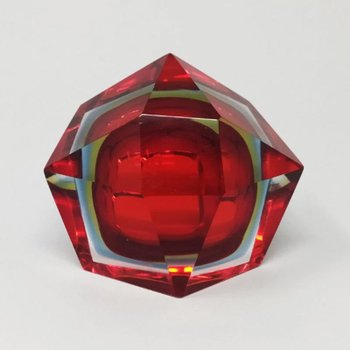 1960 Erstaunlicher roter und blauer Aschenbecher oder Taschenleerer Von Flavio Poli für Seguso. Hergestellt in Italien