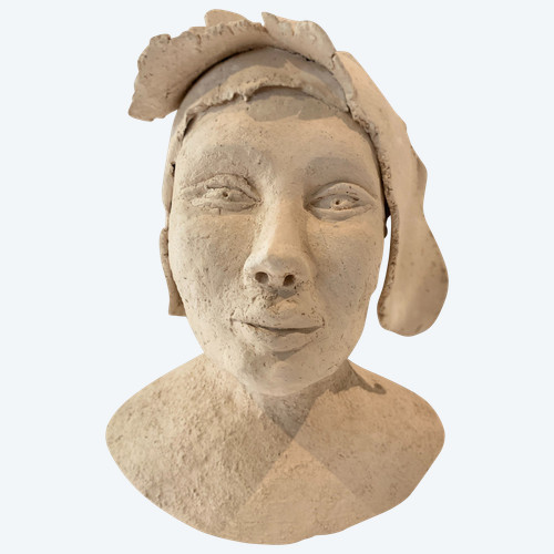 Busto femminile in terracotta bianca XX secolo