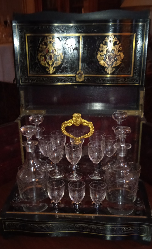 Cave à Liqueur  Napoléon III -  Boîte Marqueterie XIX Siècle