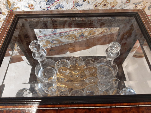 LIQUORE NAPOLEONE III - SEZIONI IN INTARSIO E VETRO MOLATO - FRANCIA