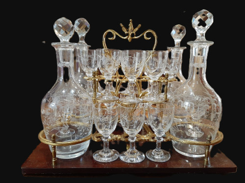 LIQUORE NAPOLEONE III - SEZIONI IN INTARSIO E VETRO MOLATO - FRANCIA