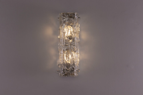 An Ice Glass bark wall sconce.