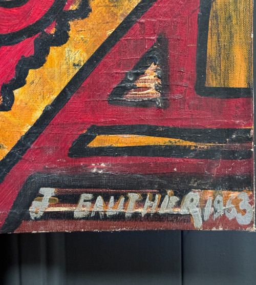 Oil on board by J. Gauthier 1963 modern geometric composition