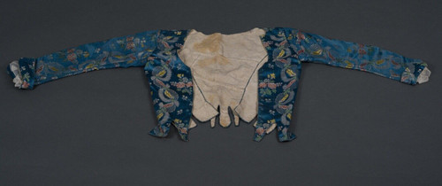 Hand-embroidered 17th or 18th century bolero jacket with floral and lace decoration