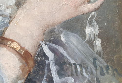Eliseo MEIFREN - Portrait d'une femme avec un éventail 