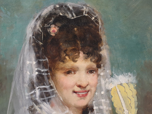 Eliseo MEIFREN - Portrait d'une femme avec un éventail 