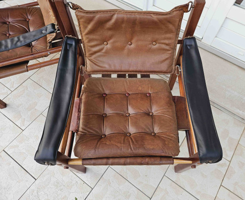 Pair Of 70's Leather Armchairs Attributed To Arne Norell