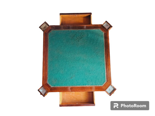 Table à Jeux d'époque Art Déco En Palissandre Et Bronze Nickelé