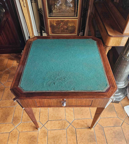 Table à Jeux d'époque Art Déco En Palissandre Et Bronze Nickelé