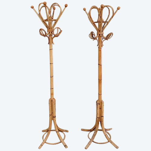 Paire de porte manteaux en bambous