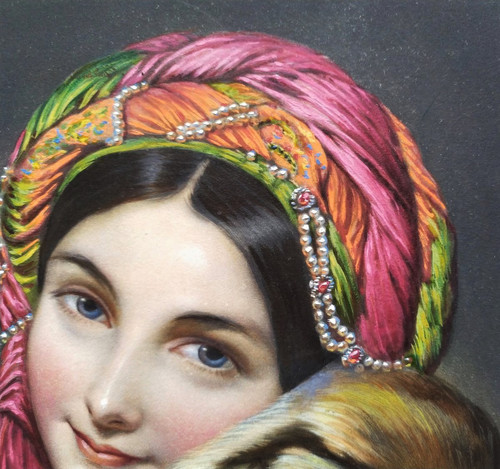 Incisione ad acquerello Ritratto di donna del XIX secolo secondo Schlésinger