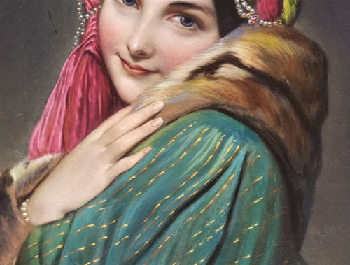 Incisione ad acquerello Ritratto di donna del XIX secolo secondo Schlésinger