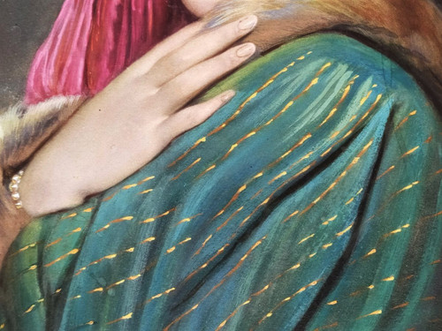Incisione ad acquerello Ritratto di donna del XIX secolo secondo Schlésinger