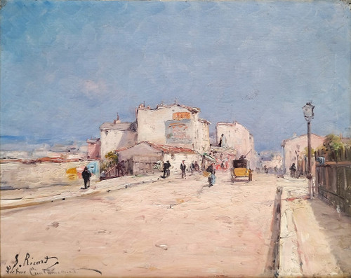 Paris Montmartre Rue Caulaincourt Tableau Huile sur Toile Paysage  Par S. Ricard