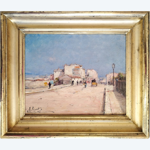 Paris Montmartre Rue Caulaincourt Tableau Huile sur Toile Paysage  Par S. Ricard