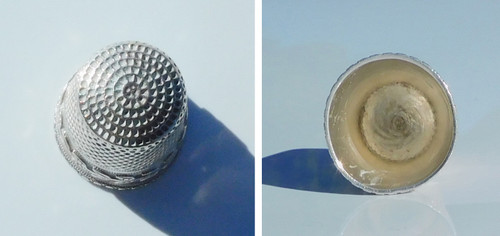 caso Nécessaire De Couture Argent Massif fin XIXe début XXe ciseaux thimble croche